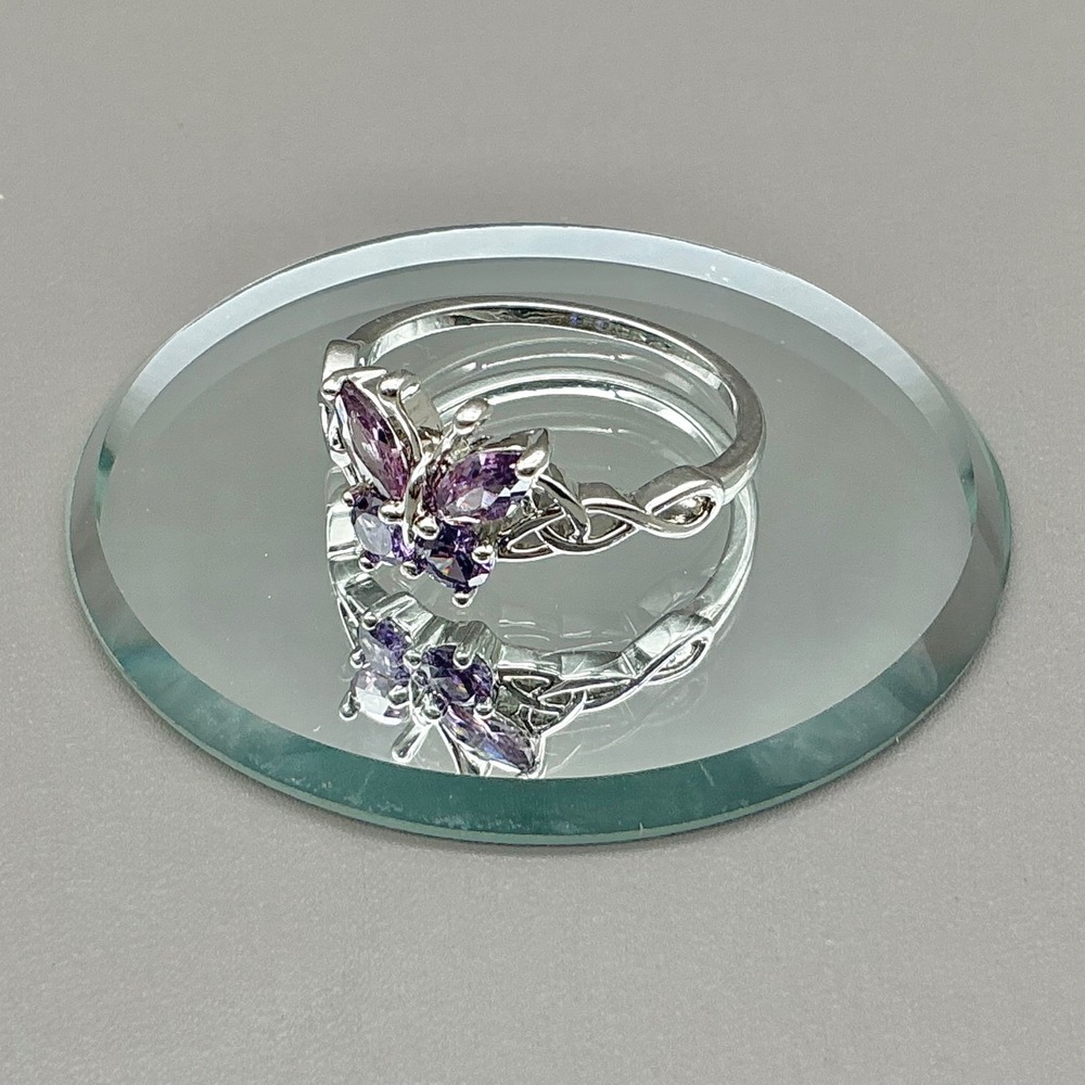 Ring Women Silver Tone Purple Butterfly Celtic Knot Band Costume Jewelry‎ 10.75